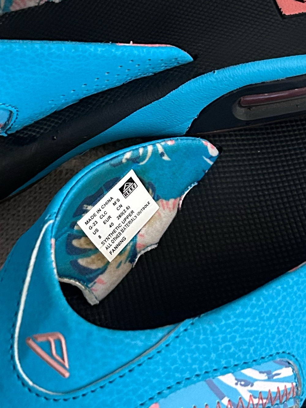 Reef Fanning Blue and Black Floral Flip Flop Sandals - Picture 2 of 5